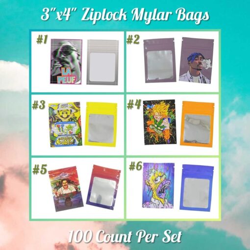 Smell Proof Mylar Bags, Storage Baggies, 3"x4" Reusable Bags